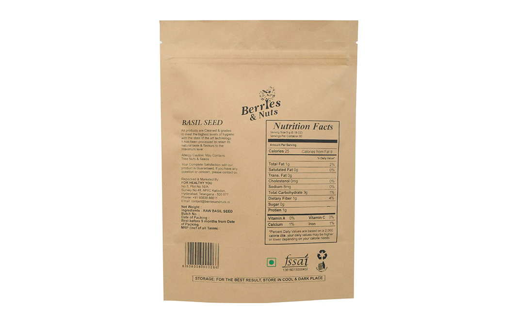 Berries & Nuts Basil Seed    Pack  250 grams